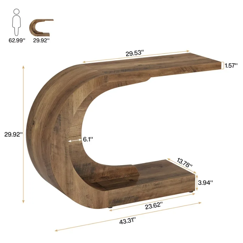 43.3 inch C-shaped living room console table