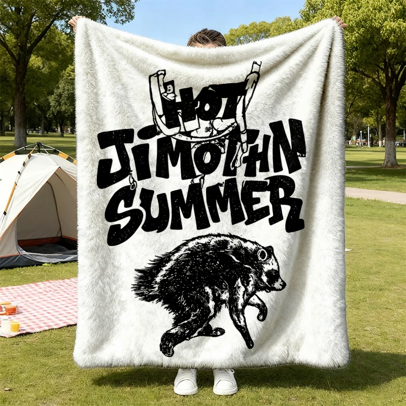 Hot Jimothy Summer Flannel Throw, Retro Beach Vibes Graphic Cozy Blanket, Funny Summer Vacation Warm Blanket, Vintage Su