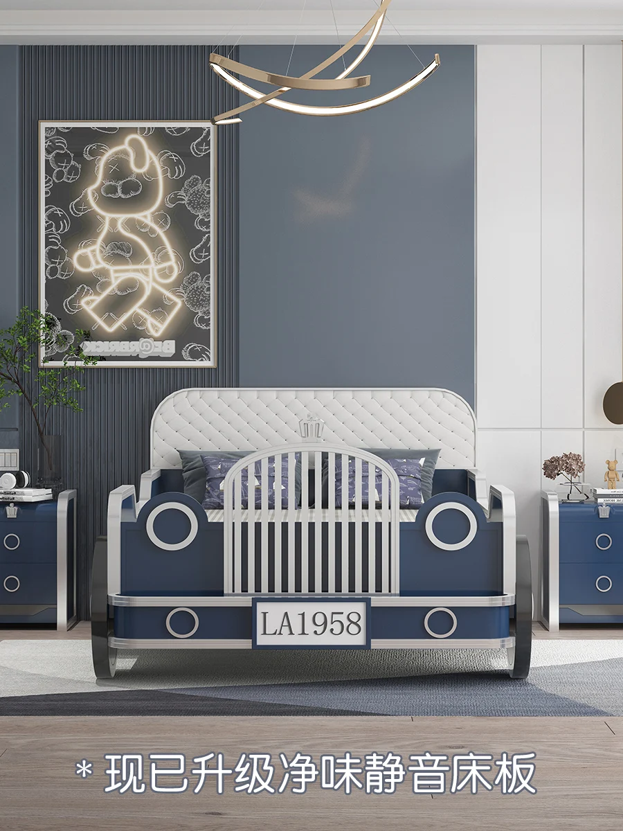 

Cartoon Car Bed Single Solid Wood Boys' Room Furniture Youth Creative Small Bed Girls' Sports Car Children's Bed