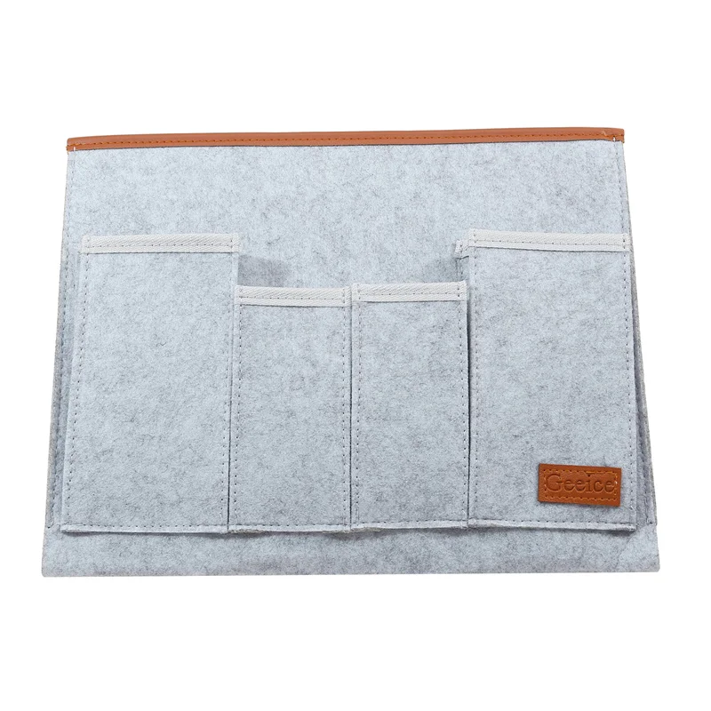 Felt Bedside Storage Bag Pouch Bed Desk Bag Sofa TV Remote Control Hanging Caddy Couch Storage Organizer Bed Holder Pockets