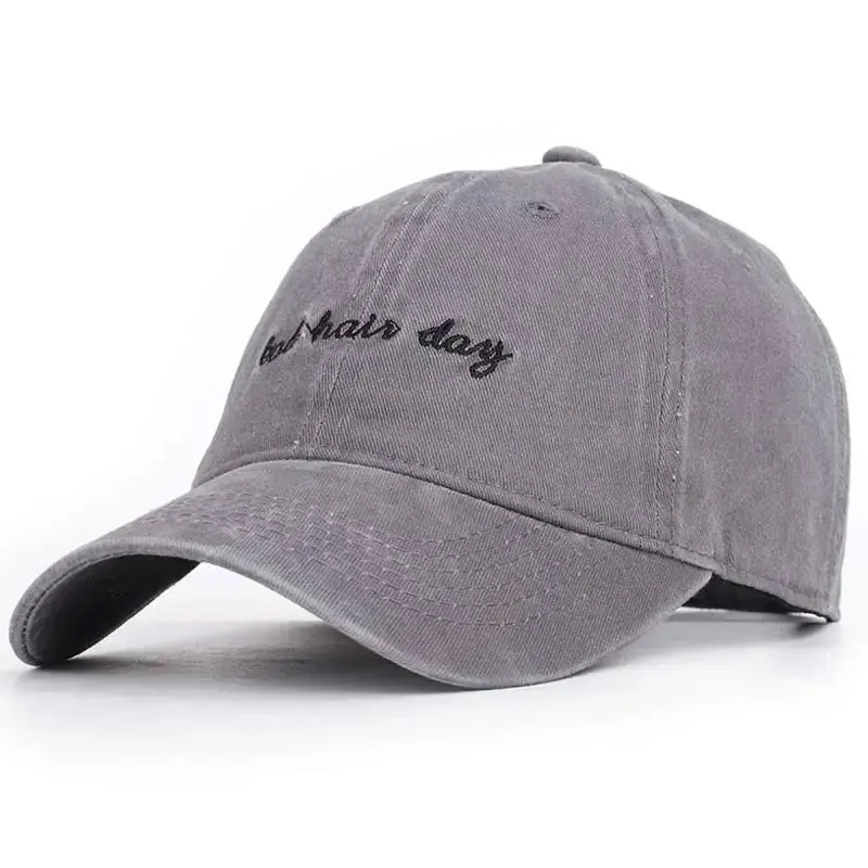 Women Men Embroidery 6 Panel Letters Baseball Cap Washed Vintage Cotton Dad Hat Pink Navy Dark Grey