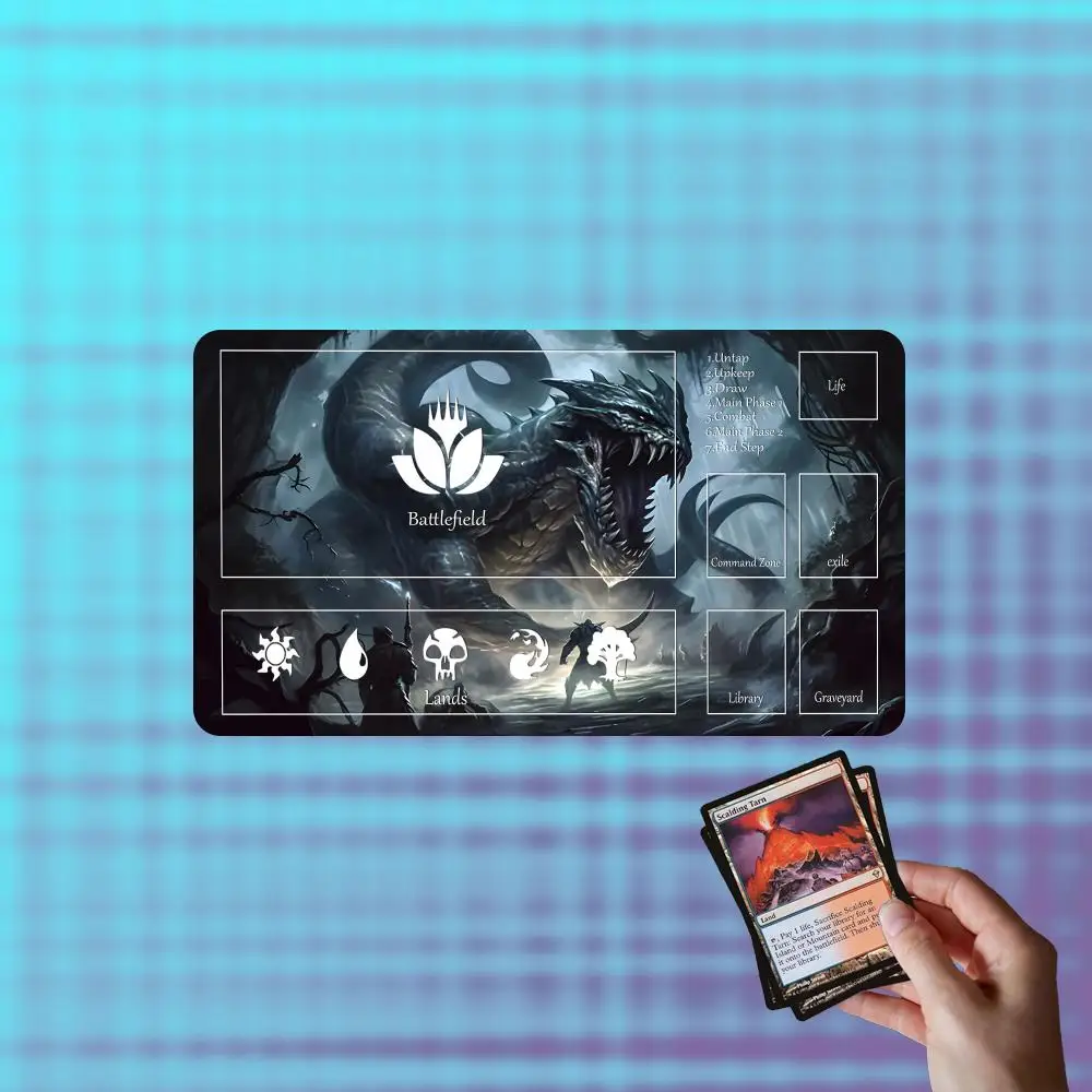 mousepad Card Playmat Stitched with Magic Zones Game Mats MTG TCG Card Battles Commander Duel deskmat Beginner Anime 14*24in