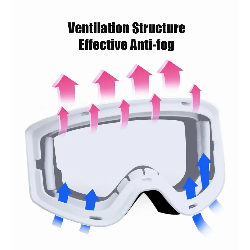 KUFUN Cylindrical Ski Goggles Windproof HD Anti-fog With Case Support Myopia Glasses Winter Sport Snowboard Adult Men Woman Lady