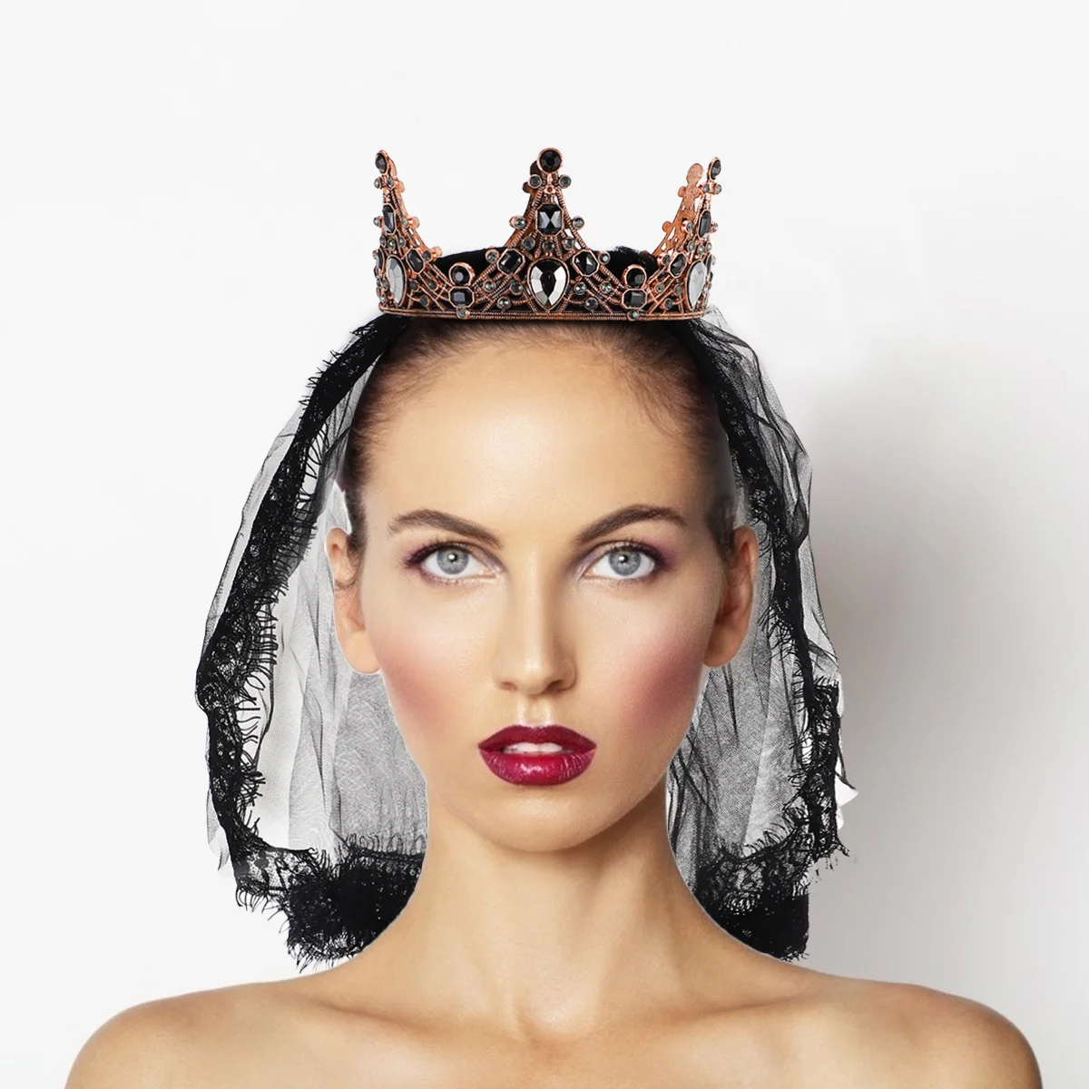 

1Set Halloween Veil Black Vintage Single Layer Mesh Durable Lightweight Bridal Headwear Wedding Party Accessory