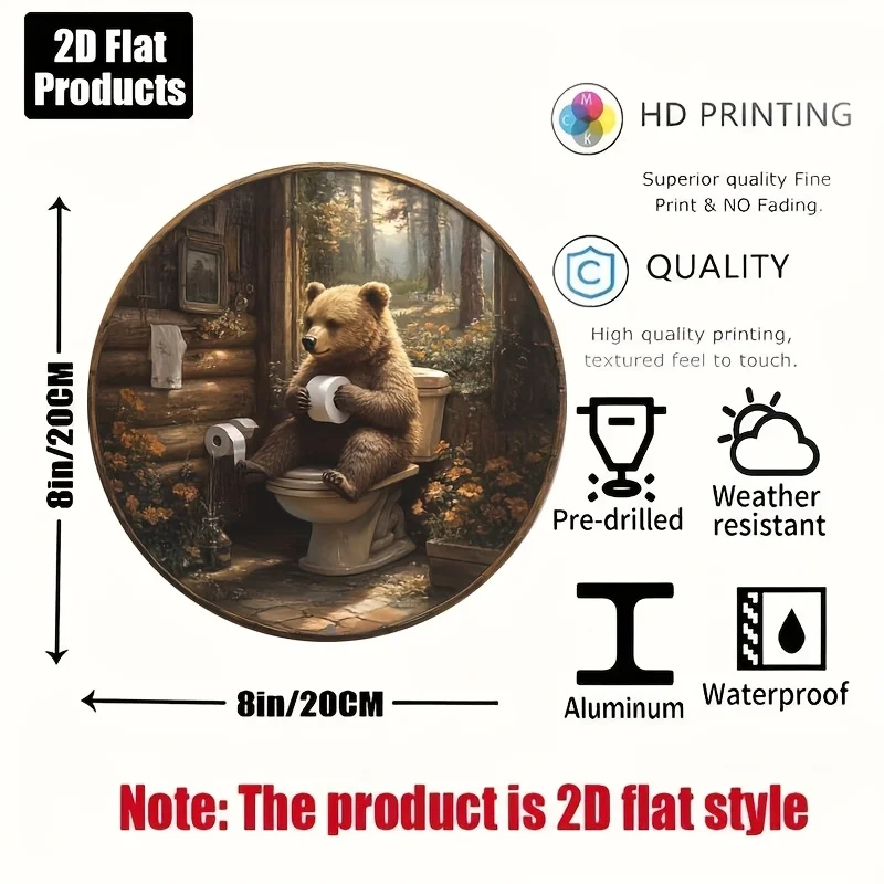 2D Flat, 2D Flat Plane, 1pc Vintage Style Round Aluminum Wall Art - 