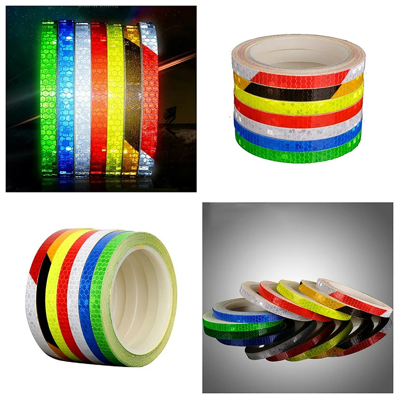 1cmx8m Bike Stickers Reflective Tape Fluorescent MTB Bicycle Strips Cycling Tapes For Bicycle Helmet Motorcycle Scooter