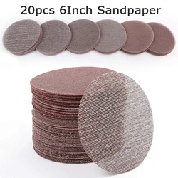 20PCS 6Inch Sanding Discs 80 100 120 180 240 320 Grit Mesh Abrasive Dustless Sandpaper Assortment for Car Woodworking - Hook