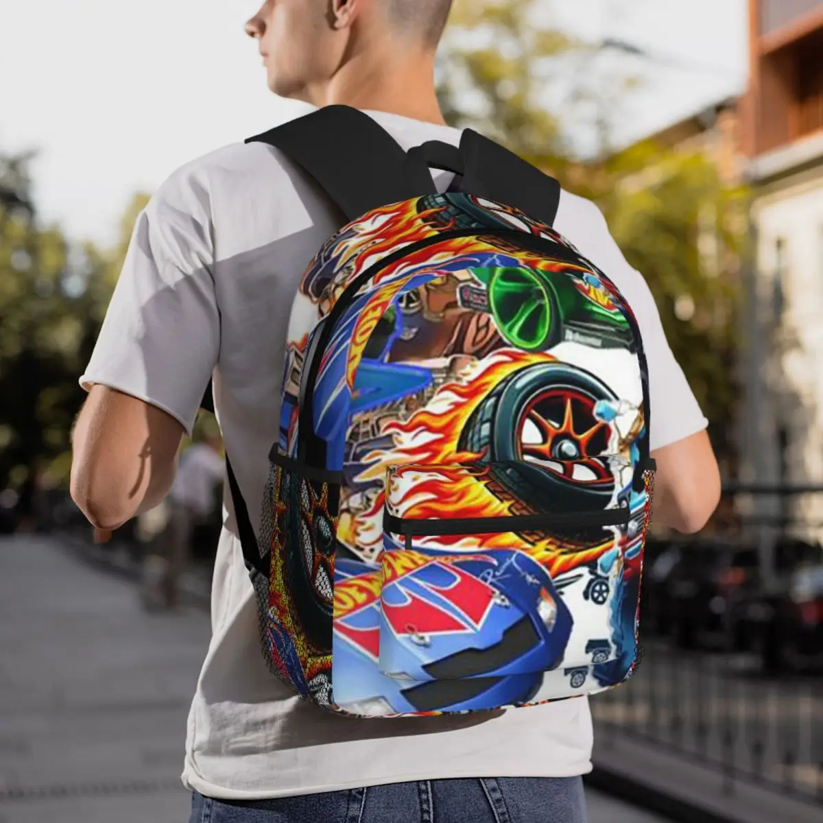 Hot Wheels Race Backpack Daypack Large Capacity Children BookBag School Bag Shoulder Bags for Men Women