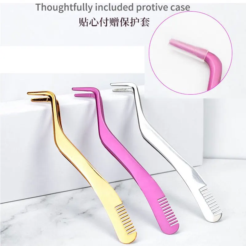Pincettes peigne à cils en acier inoxydable, antistatiques, Non magnétiques, professionnelles, Extension de faux-cils, outils de maquillage, 1 pièce