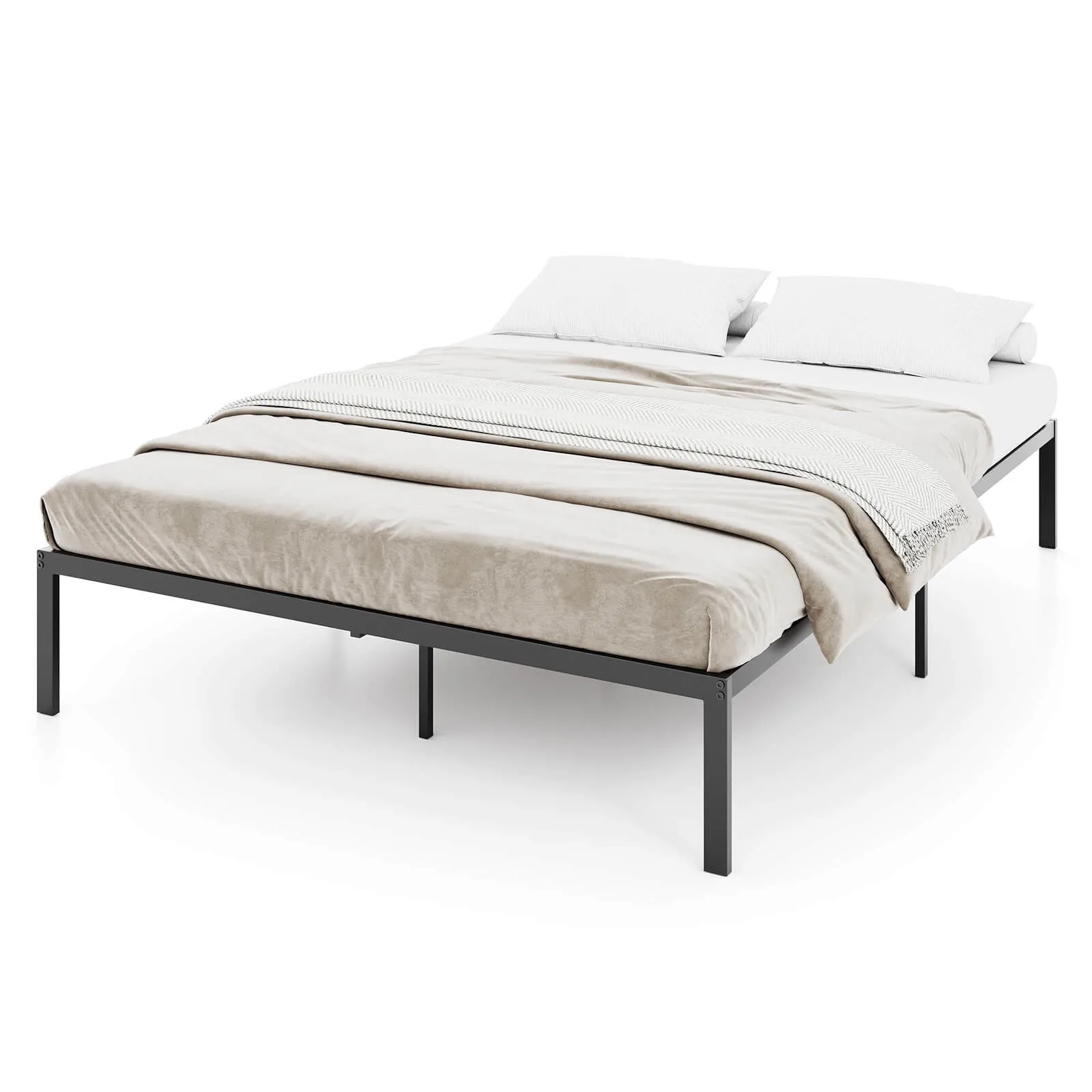 

Full Size Metal Bed Frame Heavy Duty Support Slats Mattress Foundation