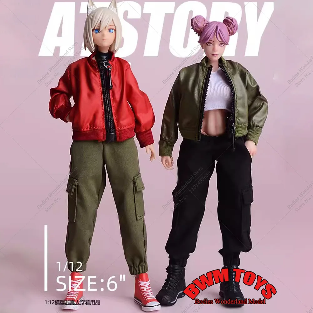 Military Green/Red/Black Color 1/12 Women's Solider Pilot Jacket Aircraft Zipper Coat fit 6Inch Mobile Suit Girl TBL figma Body