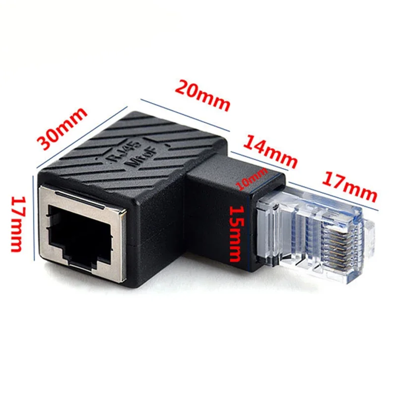 1PCS Up Down Left Right Angle Ethernet Adapter 90 Degree and 270 Degree RJ45 8P8C Ethernet Female To 8P8C Male Adapter