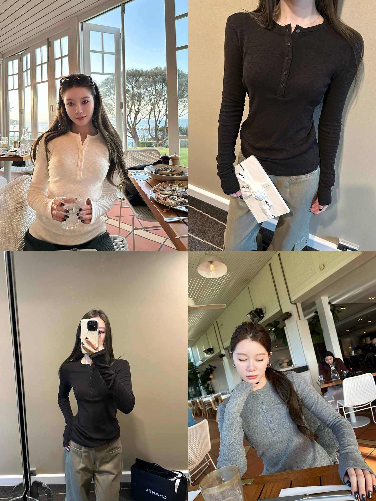 

Basic Series Baby High Cotton Tee-Color Knitted Henley Ne Base irt Women's Autumn Winter Inner Wear Overhead ...