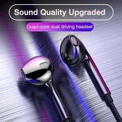3.5mm Wired Headphones In Ear Headset  Wired Earphones with Microphone Stereo Bass Earbuds Sports In-line Control For Phones ﻿