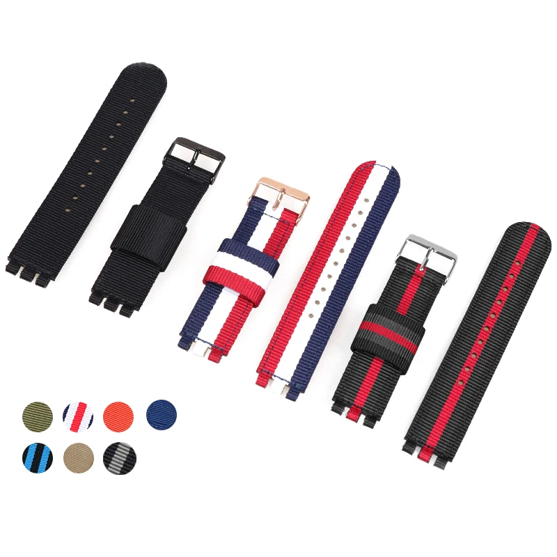 17mm 19mm 20mm Fabric Nylon Watchband for SWATCH Bracelet Wristband Replacement Women Men Watch Accessories Nylon Strap