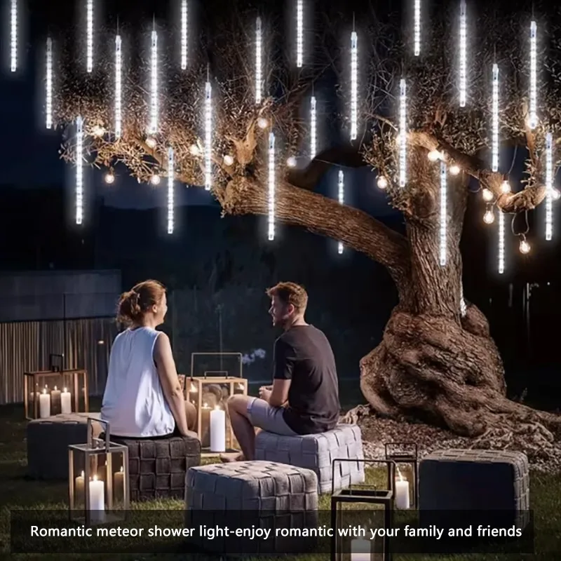 30/50cm USB Powered LED Meteor Shower Light Holiday String Light Waterproof Fairy Garden Decor Outdoor Street Garland Christmas