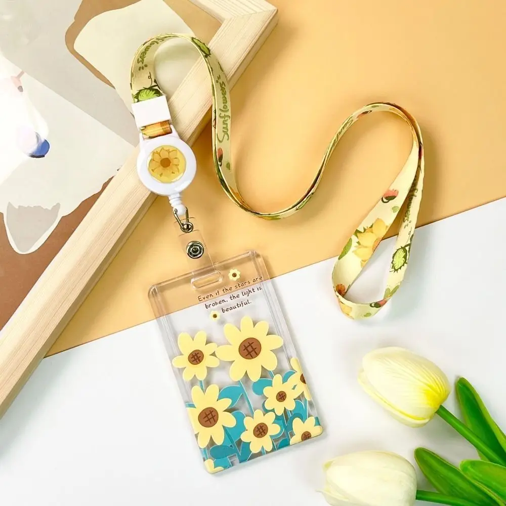 Hanging Neck Transparent Card Holder Double-sided Viewing Sliding Closure Flower Card Case Card Access Control