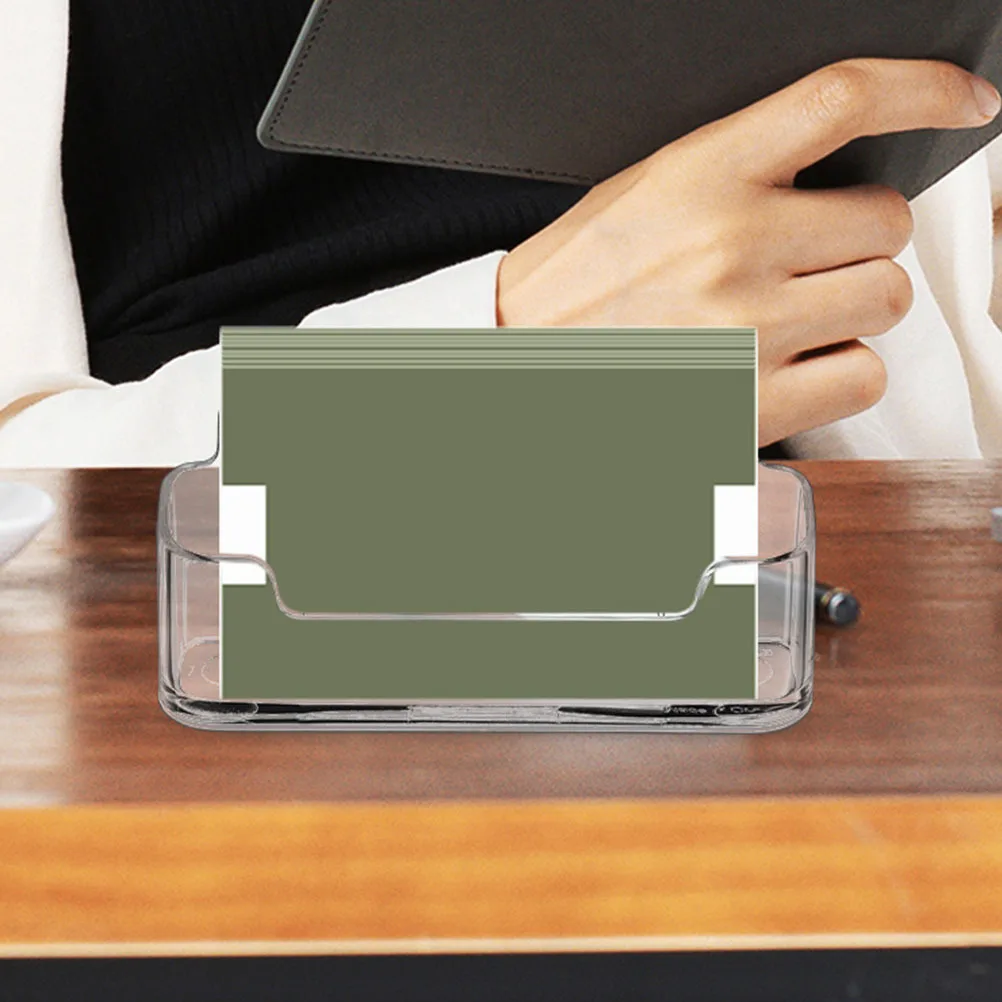 4 قطعة حامل بطاقة الأعمال الاكريليك منظم مكتب شفاف لبطاقات اسم المكتب تخزين عرض موقف بطاقة حقيبة للتخزين