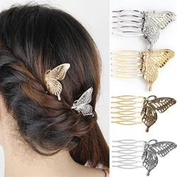 Vintage Butterfly Hair Comb Girls Alloy Hair Clips Pins For Women Gold Sliver Color Hairpins Elegant Hair Accessories