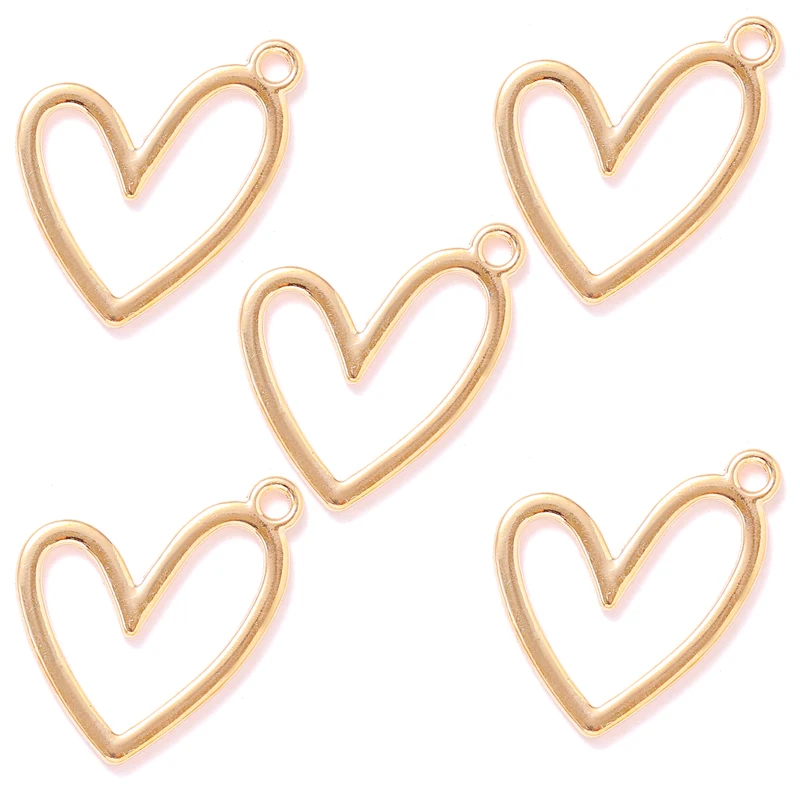 15pcs 5Color Oblique Hollow heart shaped Charm For Bracelet earring necklace Pendant DIY Jewelry Accessories Making 25*21mm A134