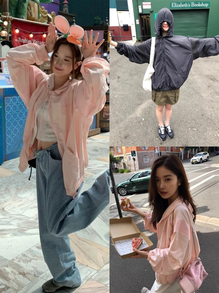 

Loose Casual Women's Outfit Set Windproof Sunscreen Thin Jaet Top And Pants Ensemble Comfortable Breathable UV Protection