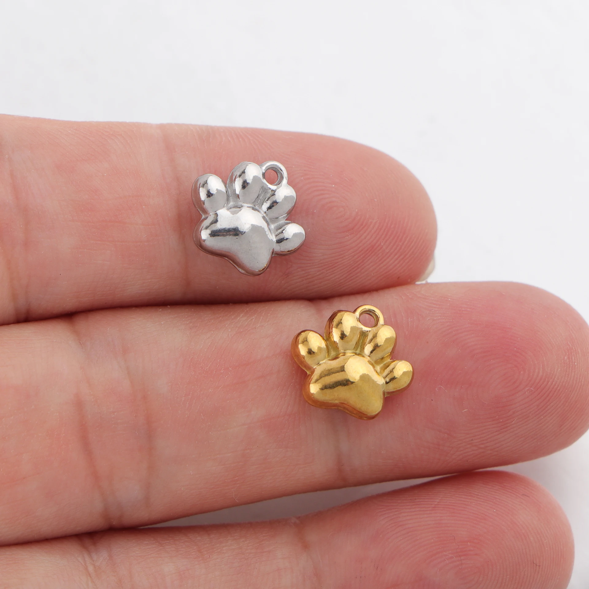 10pcs/lot Stainless Steel Dog Paw Charm Pet Footprint Pendant for DIY Necklace Earring Bracelet Jewelry Making Accessories