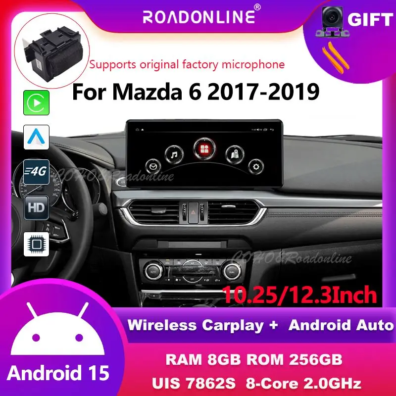

For MAZDA 6 2017-2019 10.25'' 12.3''screen Android 15 Octa Core 1920*720 8+256G Andriod+OEM system
