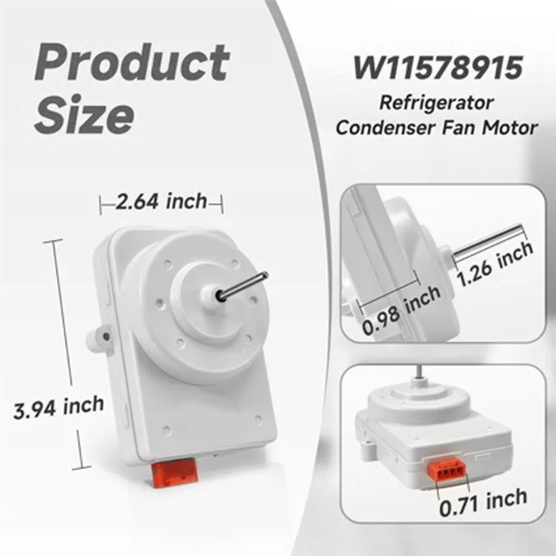 

AFOURT-W11578915 W10522629 Condenser Fan Motor Blower For Whirlpool Refrigerator A8RXCGFXS00 A8RXCGFXS01