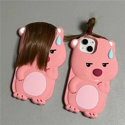 Cute Cartoon Funny Bangs Loopys Stereoscopic Phone Case for IPhone 15 14 13 12 11 Pro Max Soft Silicone Back Cover Gift