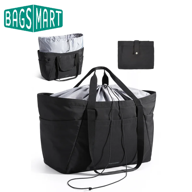 

BAGSMART Large Travel Outdoor Bag Reusable Grocery Bags Beach Bag Foldable Tote for Shopping Moving Holiday Packing