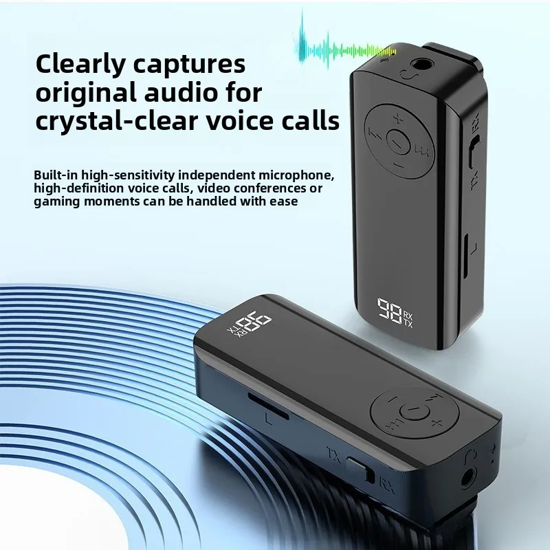 

M06 новый цифровой дисплей Bluetooth 5.3 аудио передатчик приемник петличный компьютер ТВ проекция автомобильный AUX вызов