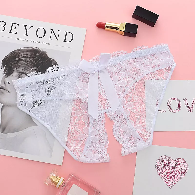 Sıcak Satış Bayan Dantel Samimi Seksi Kadın Aksesuarları Açık Kasık Külot Şeffaf Papyon Lingerie Kadın Kısa Iç Çamaşırı Seks