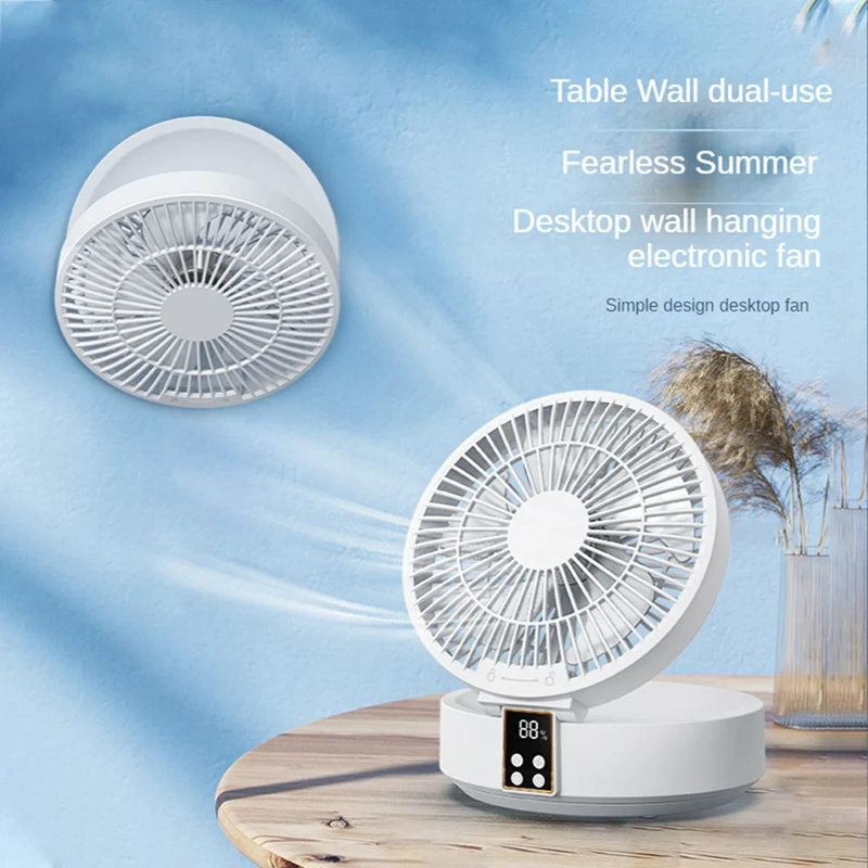 

Portable Fan With LED Light 4000Mah Rechargeable Digital Display Desktop Fan Summer Fan Bedroom Desk Cooling Fan