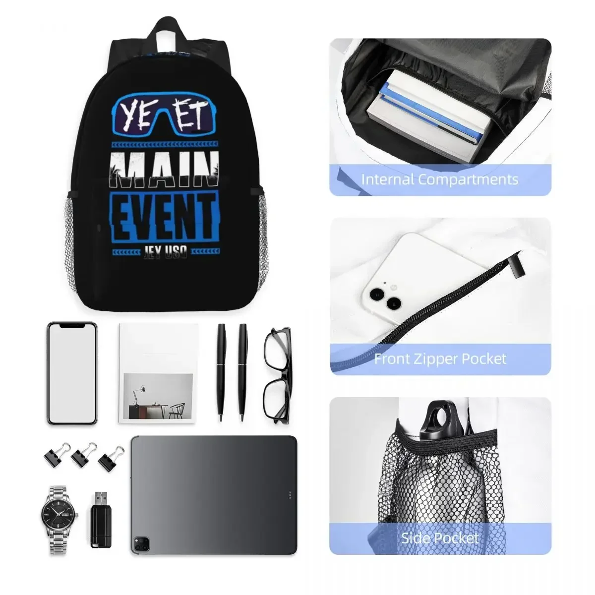 حقيبة ظهر Jey Uso Yeet Vintage Graphic مطبوعة رائجة البيع Daypack للأولاد والبنات حقيبة كتب حقائب كتف للرجال والنساء حقيبة مدرسية للأطفال