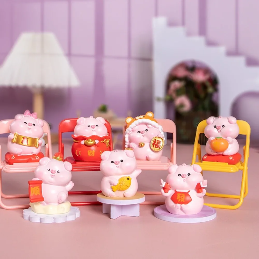 Figura de cerdito rosa de dibujos animados, serie Dream, Lulu Pig, Miniaturas, adorno, serie Happy Everyday, serie Get Rich, caja misteriosa de cerdo