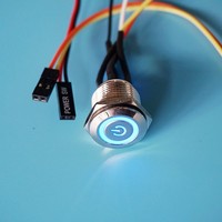 12mm 16mm PC Power Switch Host Start Restart LED Metal Button with 50cm DuPont Line