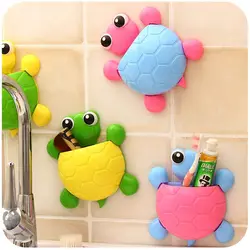 Cute Cartoon Tortoise Shaped Toothpaste Rack Strong Suction Cup Plastic Toothbrush Holder Bathroom Wall Suction Tooth Holder