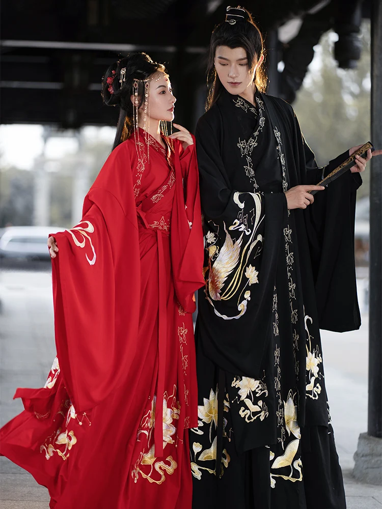 Original Wei Jin style ancient costume men and women Hanfu full set of lovers Chinese style daily