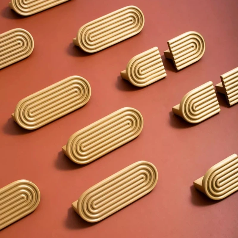 Home Decor/Door Knob Door Knobs and Handles Solid Brass Unique Line/ Furniture Handles for Cabinet Kitchen Cupboard Drawer Pulls