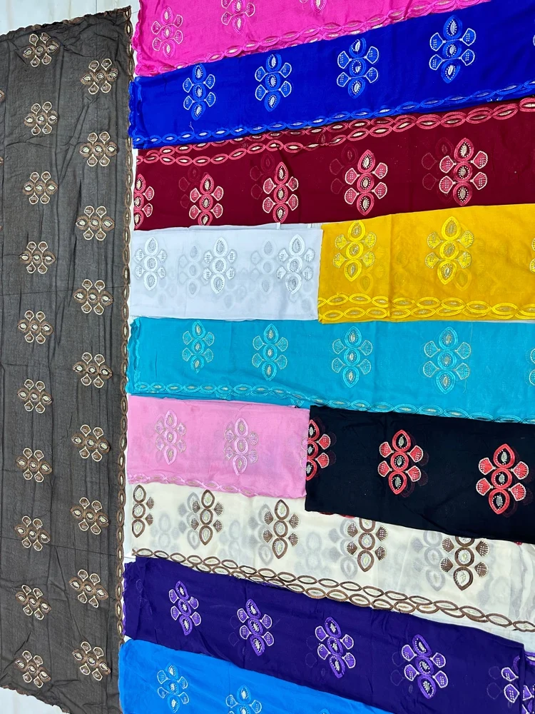 Dubai African Muslim Shawl Wrap Cording Embroidery Scarf High Quality Hot Sales Muslim Scarf 100% Cotton Big Scarf AfricanWomen