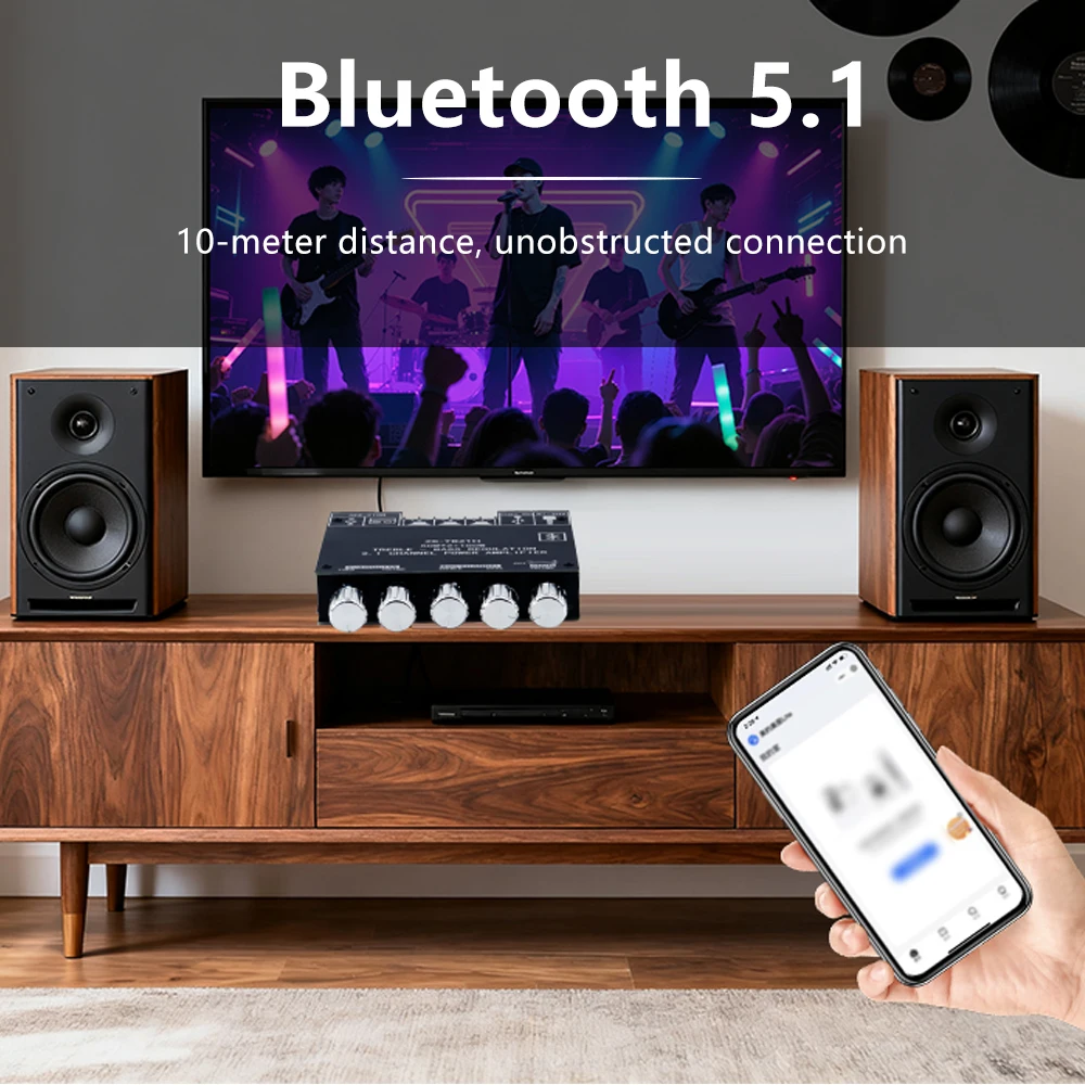 ZK-TB21H Bluetooth 5.1 Audio Amplifier Board 2.1 Channel 50W+100W Subwoofer Amp Module with AUX USB TF Input