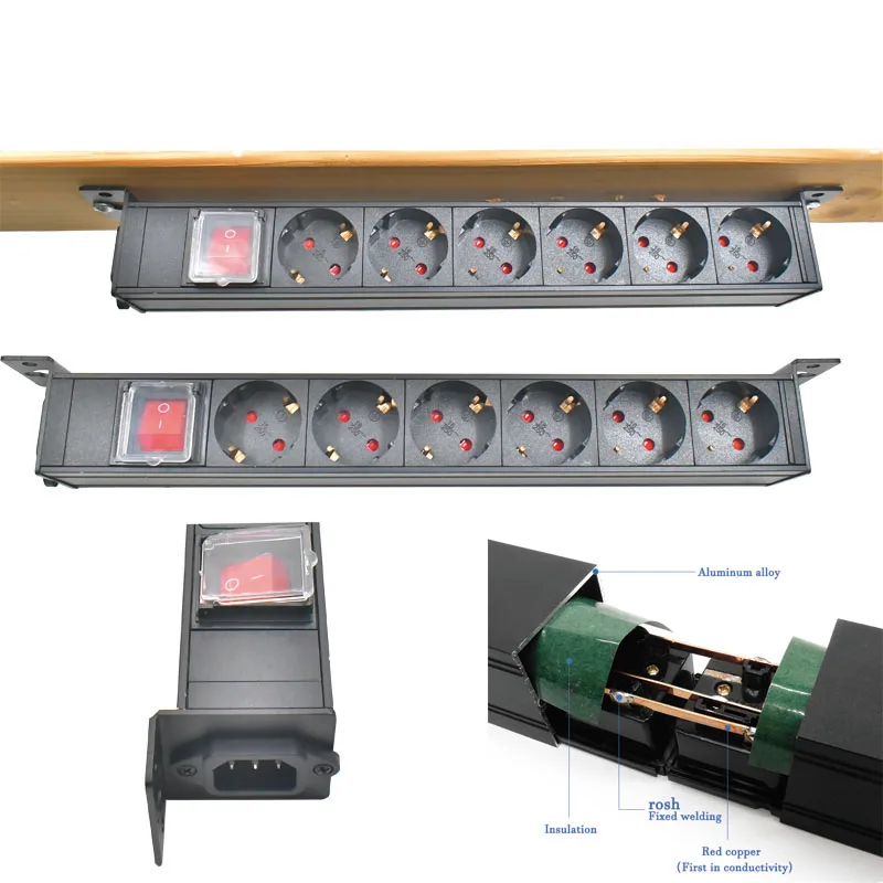 Hidden Desktop EU Socket PDU Power Supply Network Cabinet Rack Power Distribution Device 1-10AC Double Break Switch Wireless