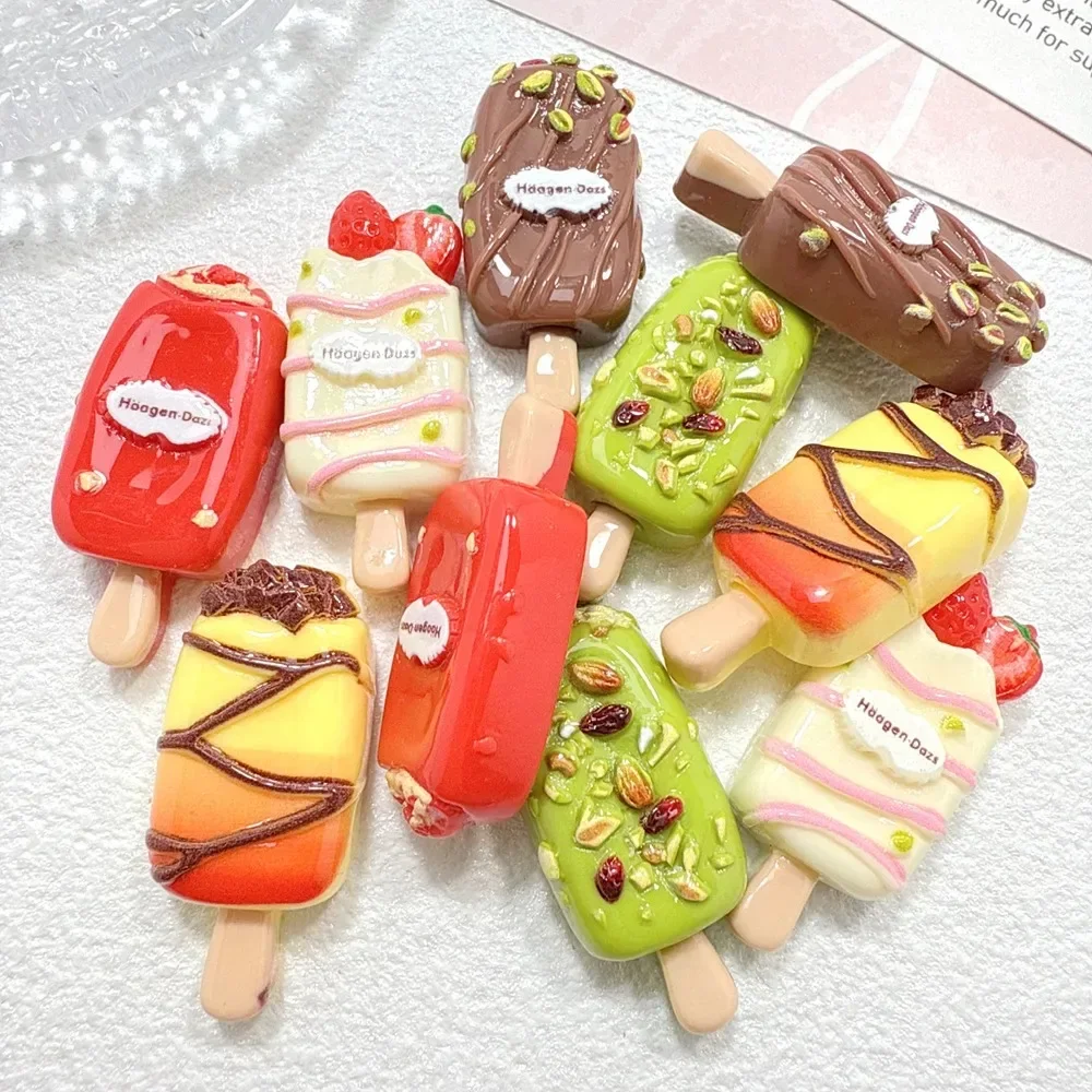 10Pcs Ice Cream Food Play Patch Charms Wholesale DIY Cream Glue Material, Mini Pendant Decor for Mobile Phone Case Craft