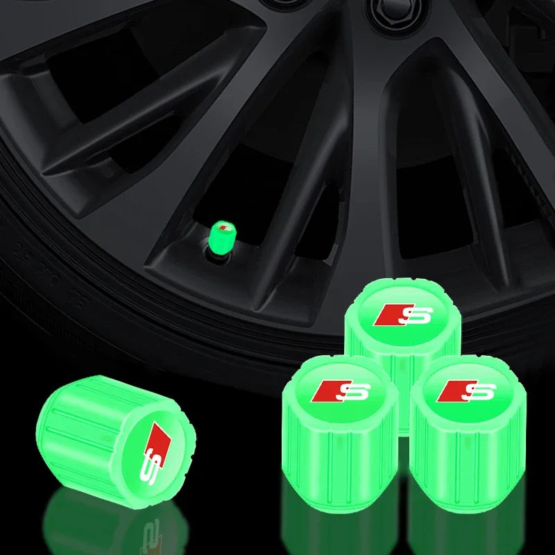 

2/4Pcs Luminous Car Motorcycle Tire Valve Caps Badge Emblem Styling For Audi SLINE A3 8P S3 8V A4 B8 B6 B7 A6 C6 C5 C7 A5 Q5 Q7