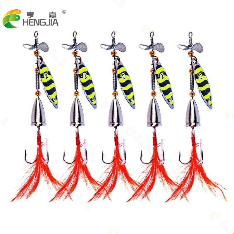 5PCS9.5CM-9.3GSequin Nep Aas Fly Spinning Nieuwe Roterende Pailletten Vissen Lokken Boxed Nep Aas Zoetwater Vissen lokken