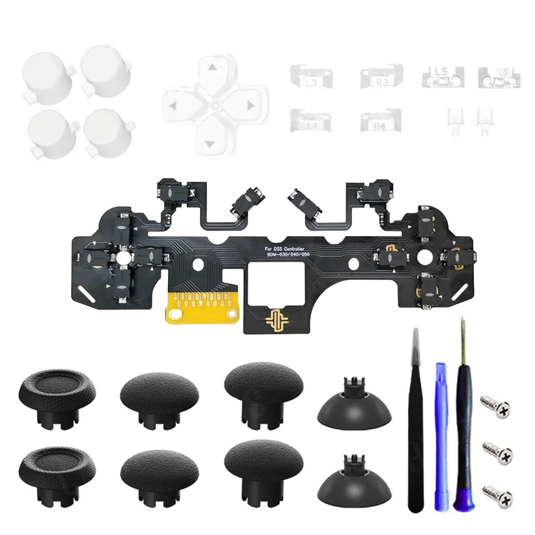 BTLIFE-Ergonomic Micro-Switch Tactile Clicky Hair Trigger Kit+ BDM-030/040/050 For PS5 Controller Joystick Cap 12 Key Click B