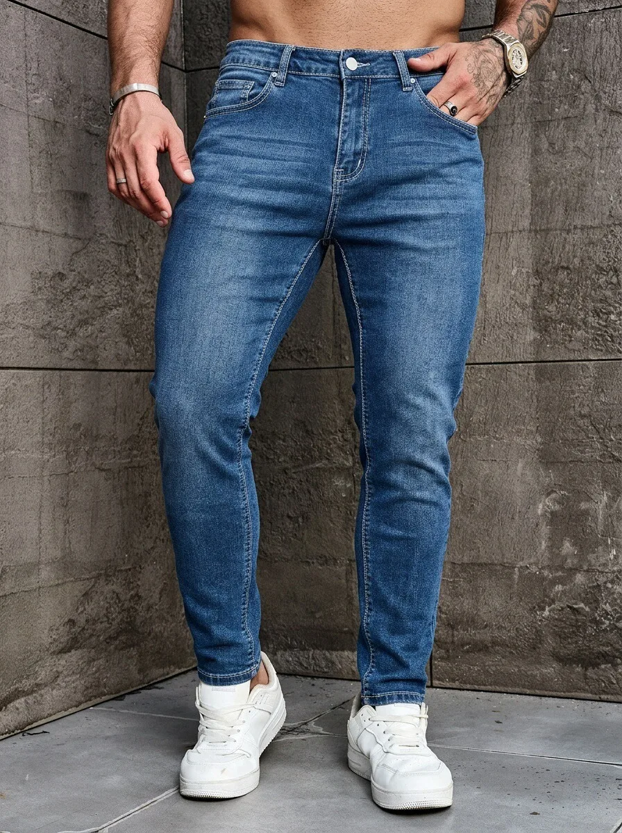 

Men's Casual Slim Fit Stretch Denim Jeans Fashion Skinny Blue Jeans Male High Waist Streetwear Denim Pants for Daily Wear