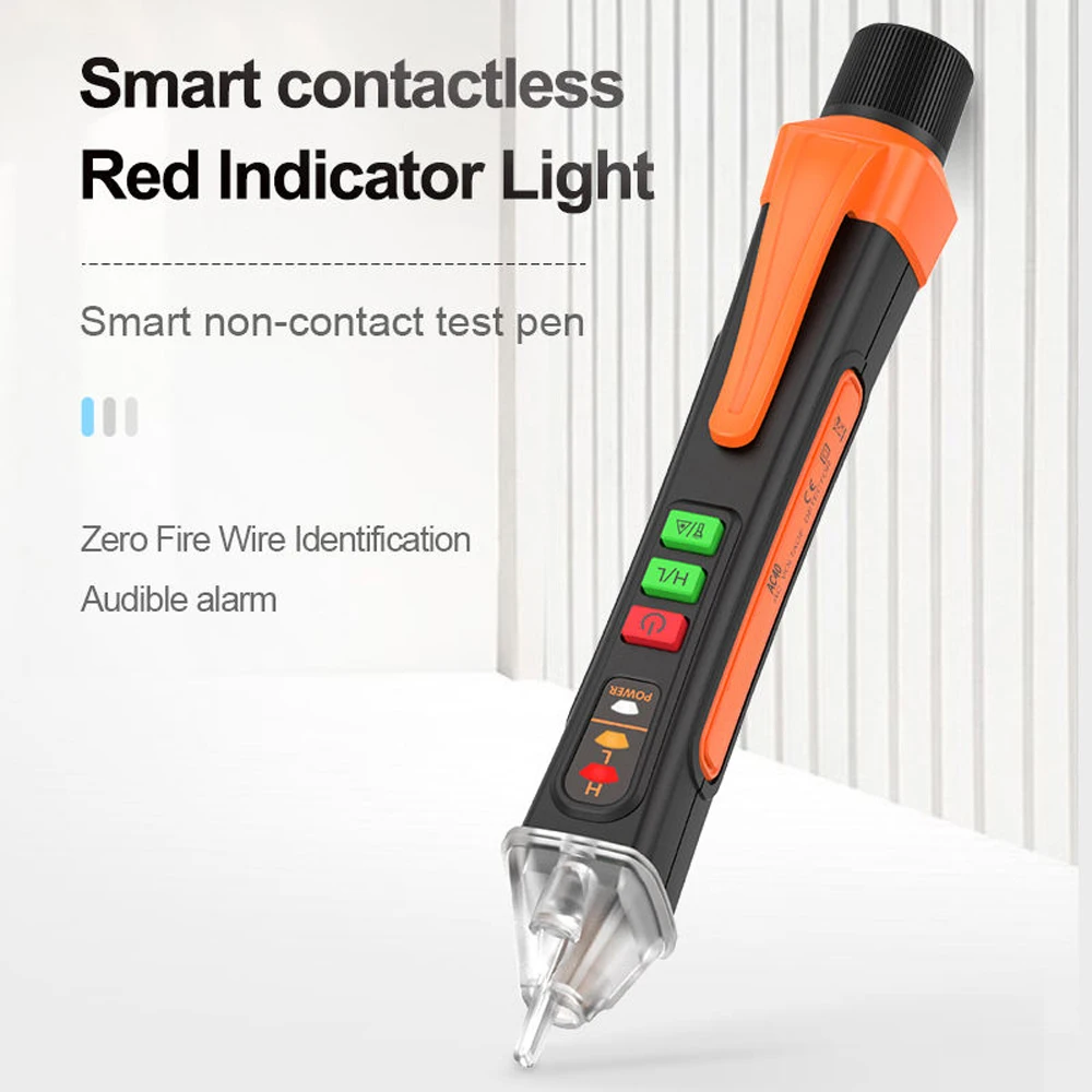 Non Contact Voltage Detector Circuit Tester Dual Range Voltage 12V-1000V Live Wire Electrical Tester with Alarm Flashlight