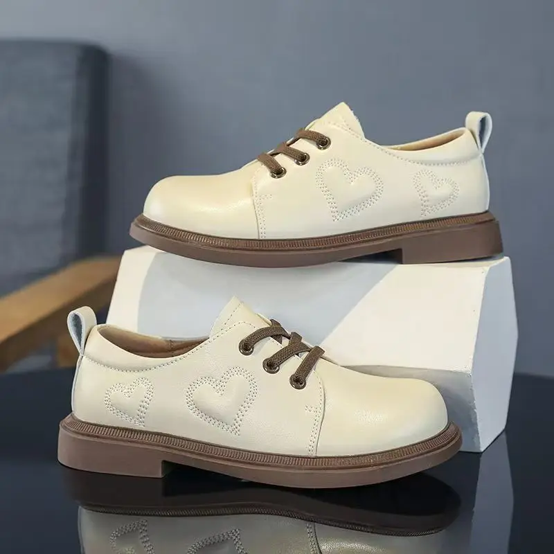 

Spring Autumn New Girls Lace Up Casual Shoes Soft sole Non Slip Round Toe Low Top Waterproof Princess Shoes Commuter Shoes