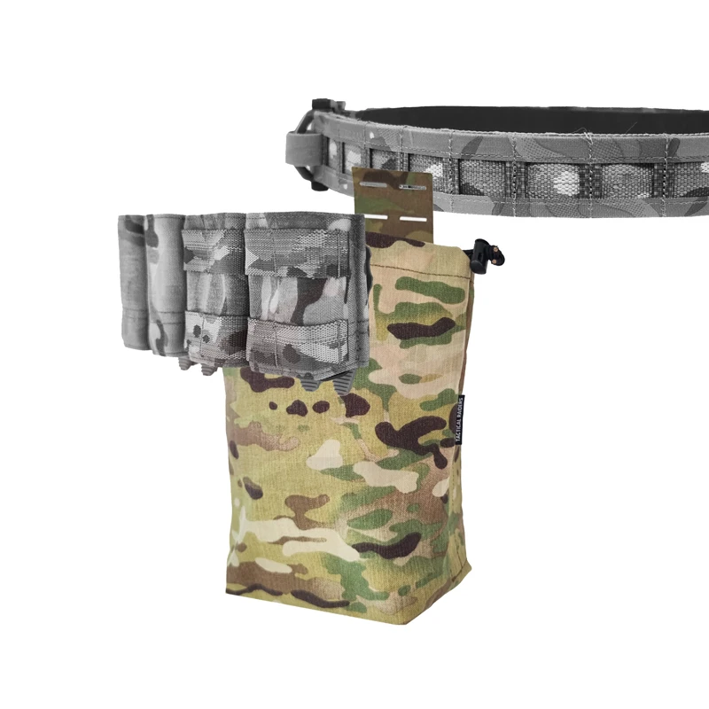 Tactical Foldable Bag Airsoft EDC Molle Foldable Bag Gear Hunting Recycling Storage Carrier Waist Pouch Multicam 500D view 6